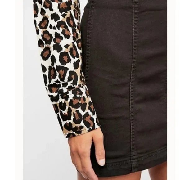 Free People We the Free Denim Modern Femme Mini Skirt Black Stretch Jean 6 - Picture 4 of 9
